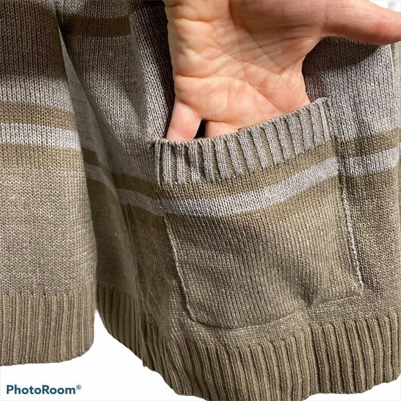 Jason Maxwell NWT Striped Boyfriend Open Cardigan Pockets Brown Stripe Size 1X - Picture 6 of 11